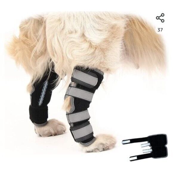 Dog Rear Leg Knee Braces - Pair - Hock Joint Wrap Support Injuries Size Medium - Picture 7 of 10
